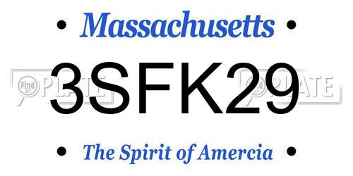 3SFK29 Massachusetts License Plate
