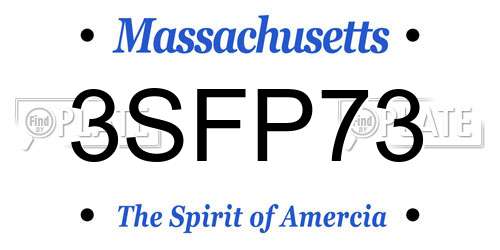 3SFP73 Massachusetts License Plate