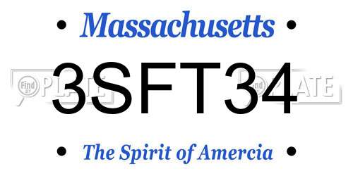 3SFT34 Massachusetts License Plate