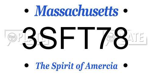 3SFT78 Massachusetts License Plate