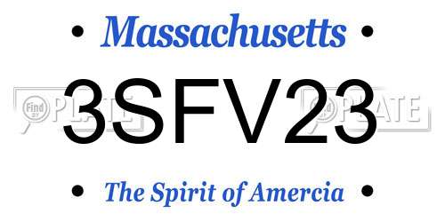 3SFV23 Massachusetts License Plate