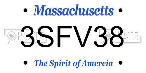 3SFV38 Massachusetts License Plate