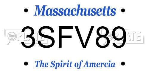 3SFV89 Massachusetts License Plate