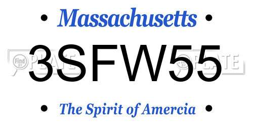 3SFW55 Massachusetts License Plate