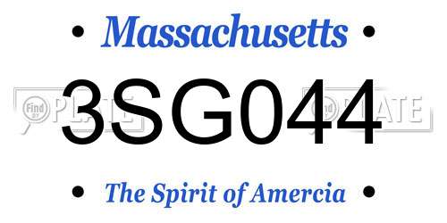 3SG044 Massachusetts License Plate