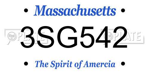 3SG542 Massachusetts License Plate