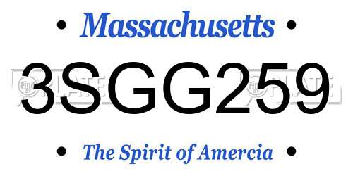 3SGG259 Massachusetts License Plate