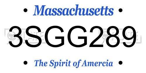 3SGG289 Massachusetts License Plate