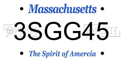 3SGG45 Massachusetts License Plate