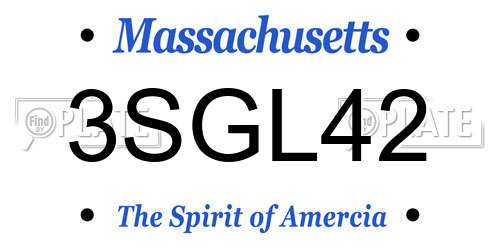 3SGL42 Massachusetts License Plate