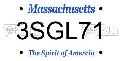 3SGL71 Massachusetts License Plate