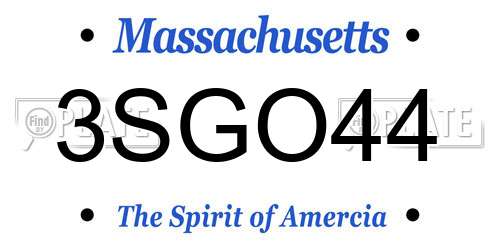 3SGO44 Massachusetts License Plate