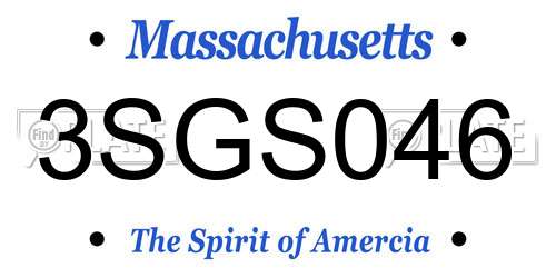 3SGS046 Massachusetts License Plate