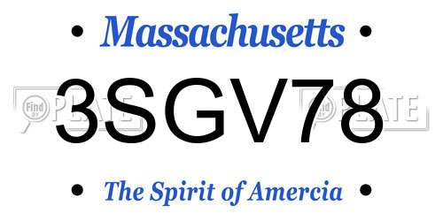 3SGV78 Massachusetts License Plate