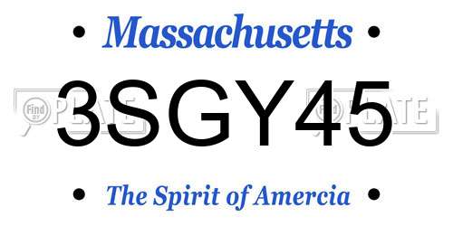 3SGY45 Massachusetts License Plate