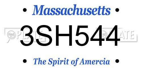 3SH544 Massachusetts License Plate