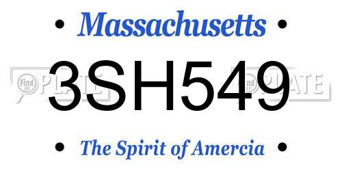 3SH549 Massachusetts License Plate