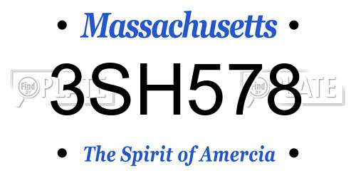 3SH578 Massachusetts License Plate