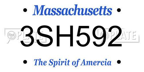 3SH592 Massachusetts License Plate