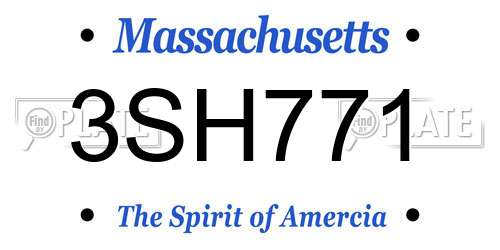 3SH771 Massachusetts License Plate