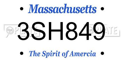 3SH849 Massachusetts License Plate