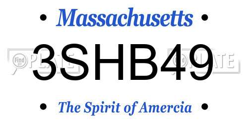 3SHB49 Massachusetts License Plate