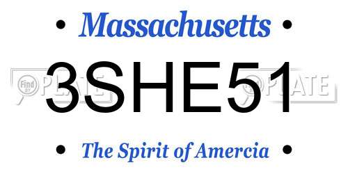3SHE51 Massachusetts License Plate