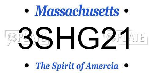 3SHG21 Massachusetts License Plate