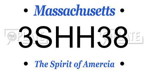 3SHH38 Massachusetts License Plate
