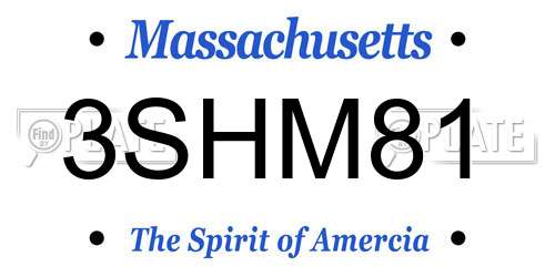 3SHM81 Massachusetts License Plate
