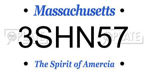 3SHN57 Massachusetts License Plate