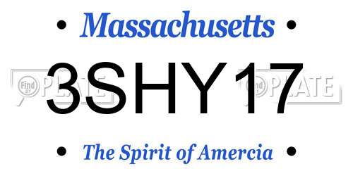 3SHY17 Massachusetts License Plate