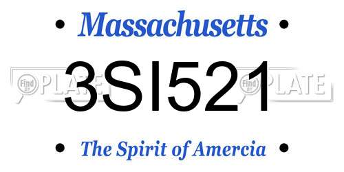 3SI521 Massachusetts License Plate