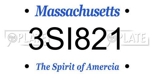 3SI821 Massachusetts License Plate