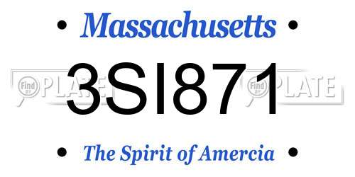 3SI871 Massachusetts License Plate