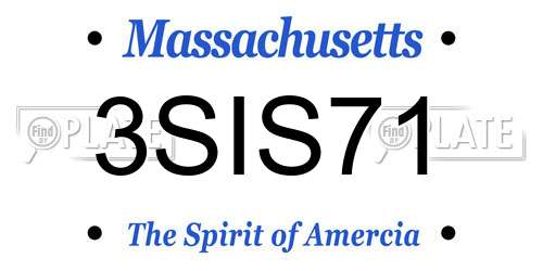 3SIS71 Massachusetts License Plate