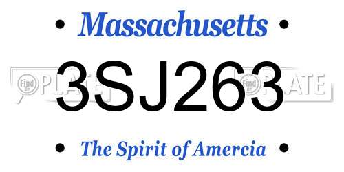 3SJ263 Massachusetts License Plate