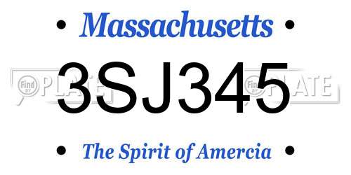 3SJ345 Massachusetts License Plate