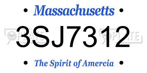 3SJ7312 Massachusetts License Plate