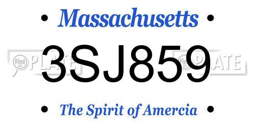 3SJ859 Massachusetts License Plate