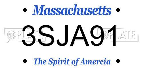 3SJA91 Massachusetts License Plate