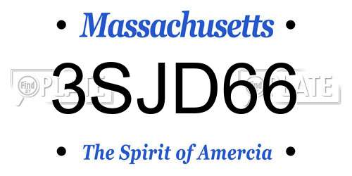 3SJD66 Massachusetts License Plate