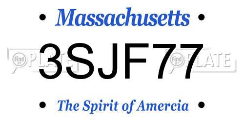 3SJF77 Massachusetts License Plate