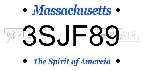 3SJF89 Massachusetts License Plate