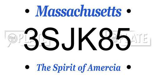 3SJK85 Massachusetts License Plate