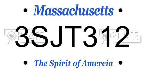 3SJT312 Massachusetts License Plate
