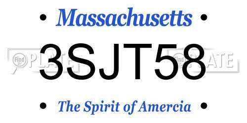 3SJT58 Massachusetts License Plate