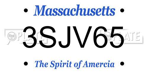 3SJV65 Massachusetts License Plate