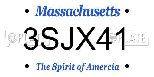 3SJX41 Massachusetts License Plate