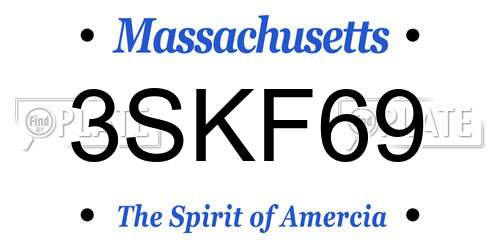 3SKF69 Massachusetts License Plate
